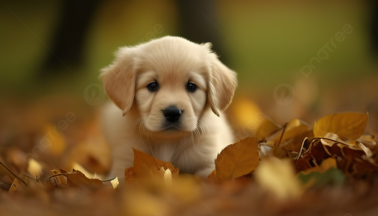 pngtree-golden-retriever-puppy-is-in-front-of-a-bunch-of-leaves-picture-image_2774762